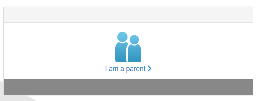 Screenshot of app with two links - "I am a parent" and "I am a student"