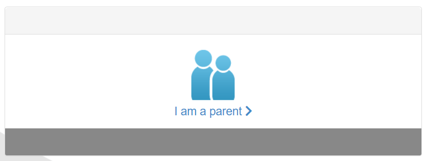 Screenshot of app with two links - "I am a parent" and "I am a student"
