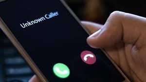 Cell phone with call from Unknown Caller