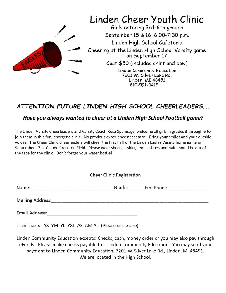 Register for Linden Youth Cheer Clinic