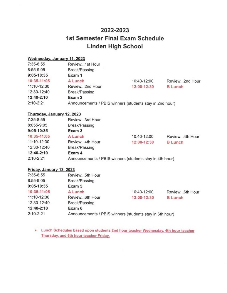 Exam Schedule