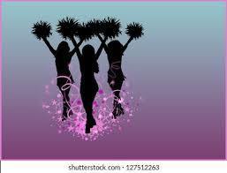 Three people with pom pons