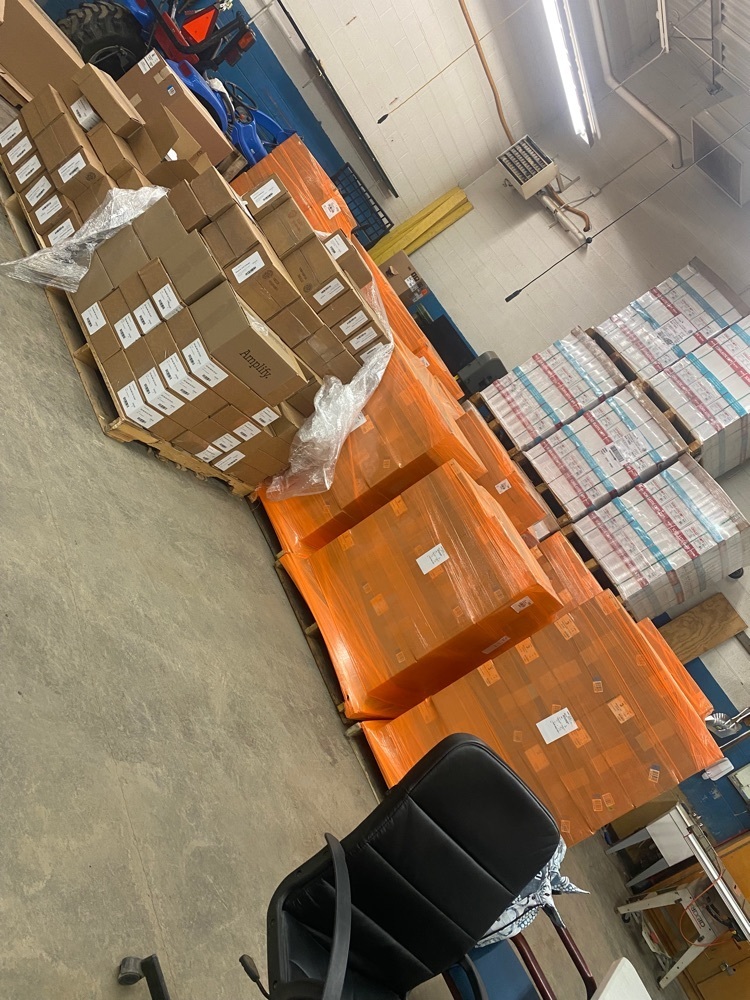 Boxes on shipping pallets 