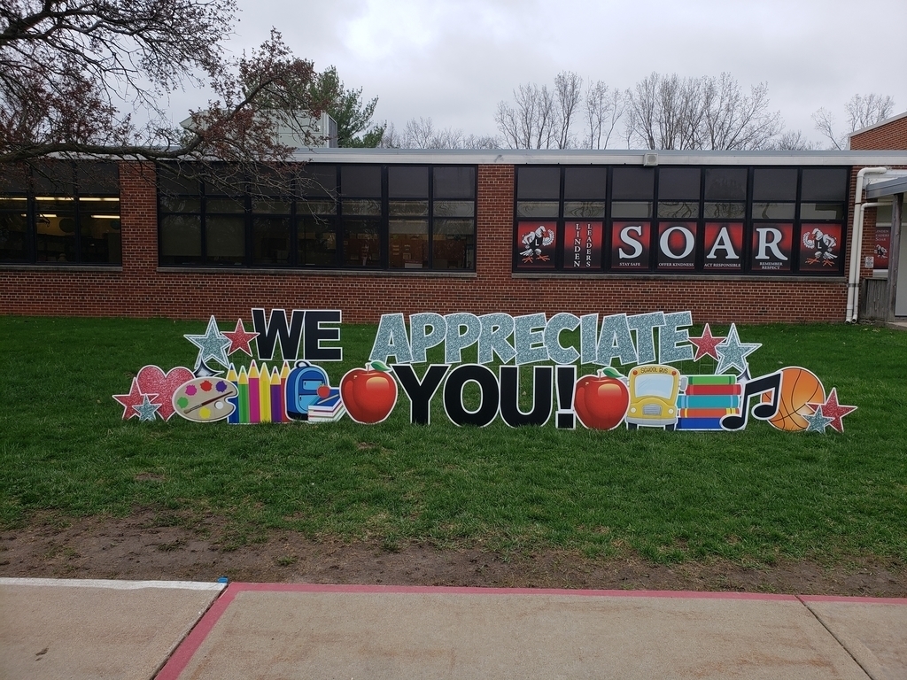 School with large lawn sign that says "We appreciate you!"