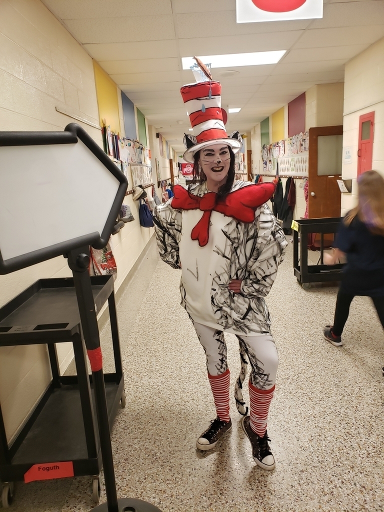 Woman dressed as Dr. Seuss' Cat in the Hat