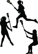 Black sillouette of a girls playing lacrosse