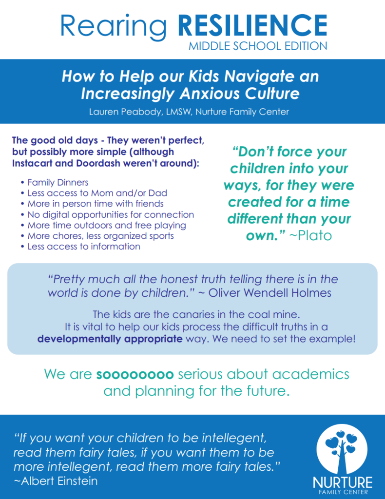 Rearing Resilience flyer with information on adolescent behavior