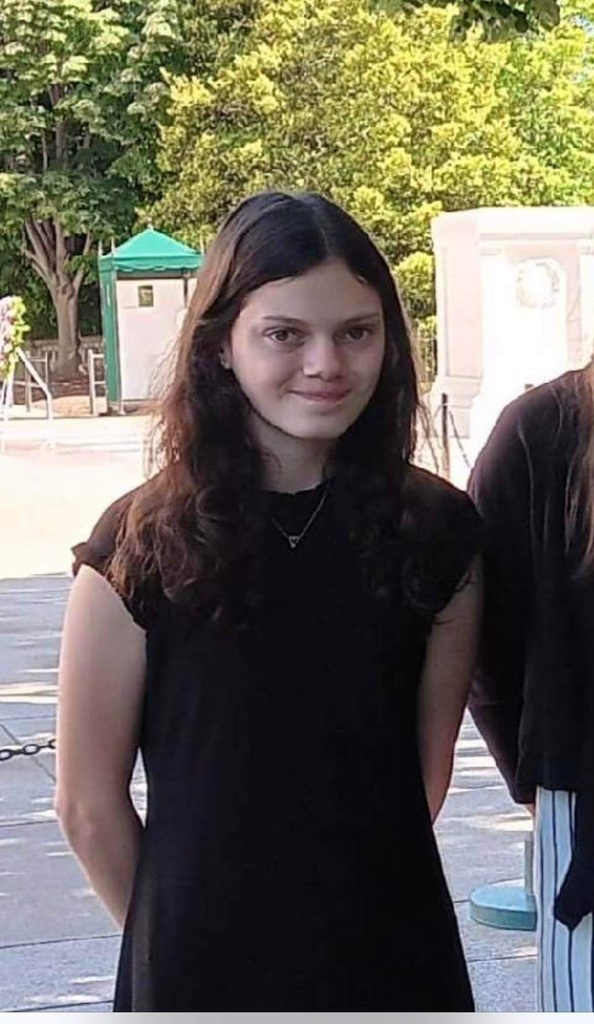 Female student in black dress