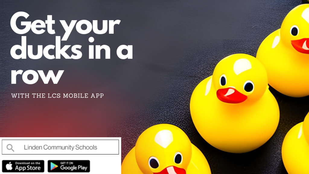 Rubber duckies with the words "Get your ducks in a row with the LCS Mobile app"