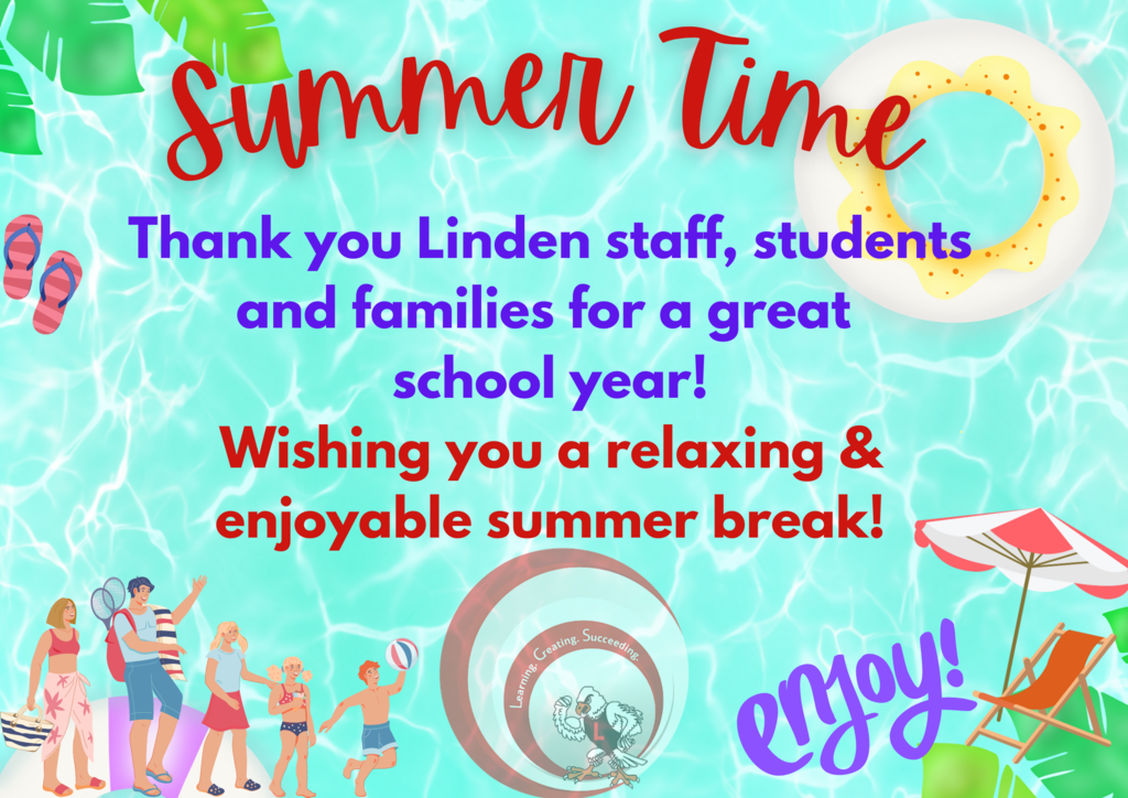 family at beach, summer time and thank you Linden Community Schools