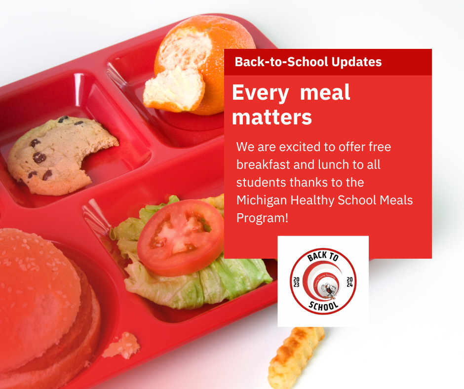 School lunch on a try with the words "every meal matters"